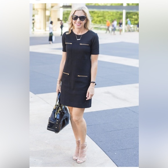 J. Crew Pocket Midi Dress Sheath Gold Zipper Career Business Casual Black W's 14 - Picture 3 of 12